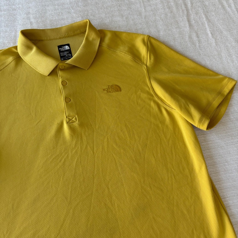 The North Face Mens FlashDry Polo Shirt Yellow Short Sleeve XL NF0A2UN2